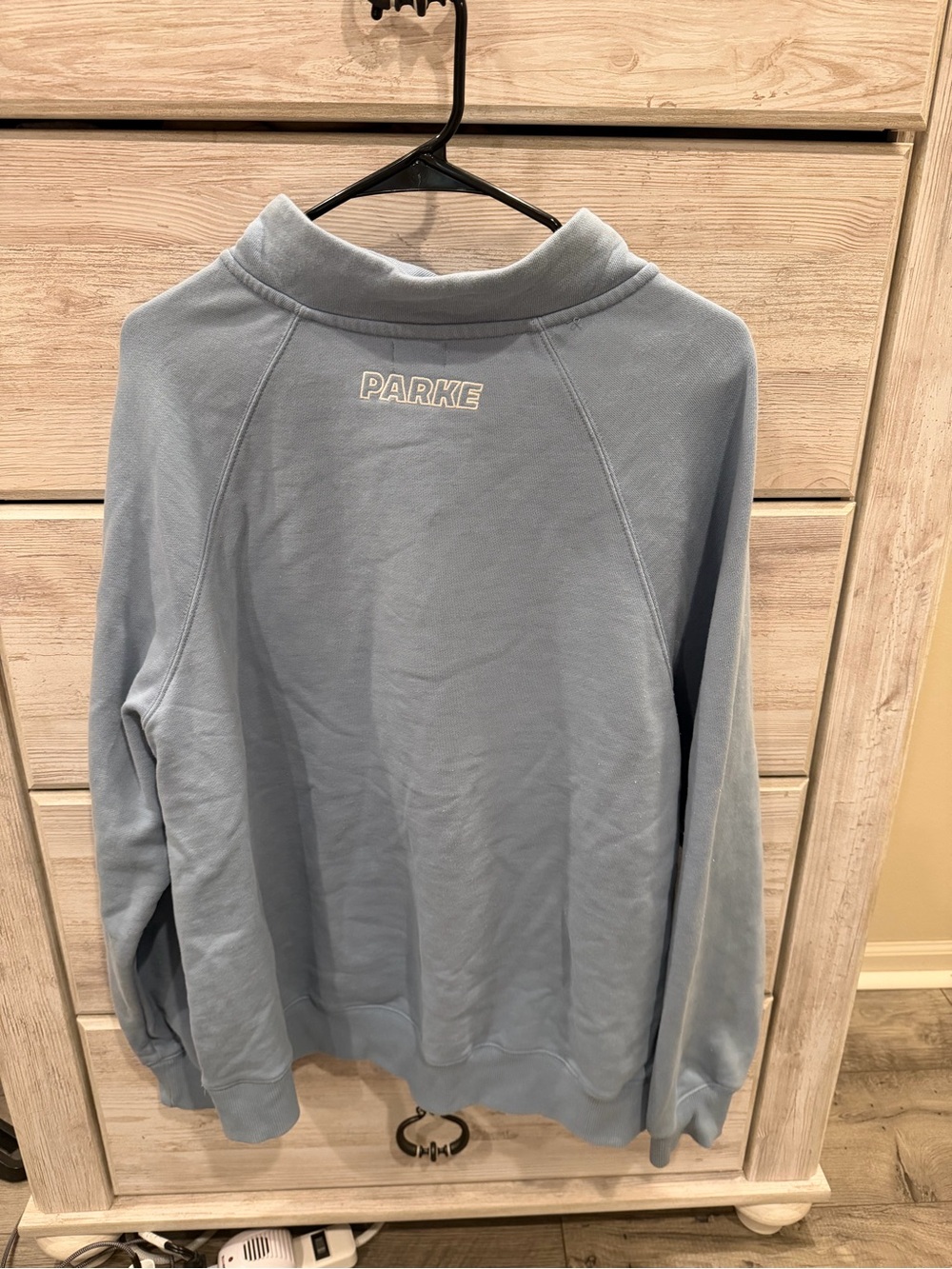 Women's Snap Mockneck Popover Sweatshirt - Parke x Target Light Blue L/XL - Picture 4 of 4
